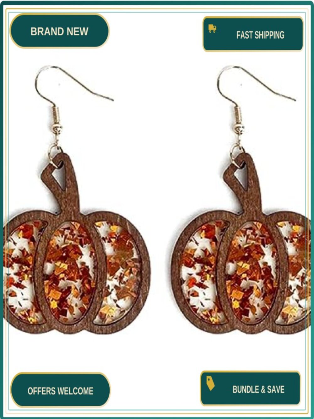 Wooden Leather Pumpkin Dangle Earrings Handmade Lightweight Fall Jewelry